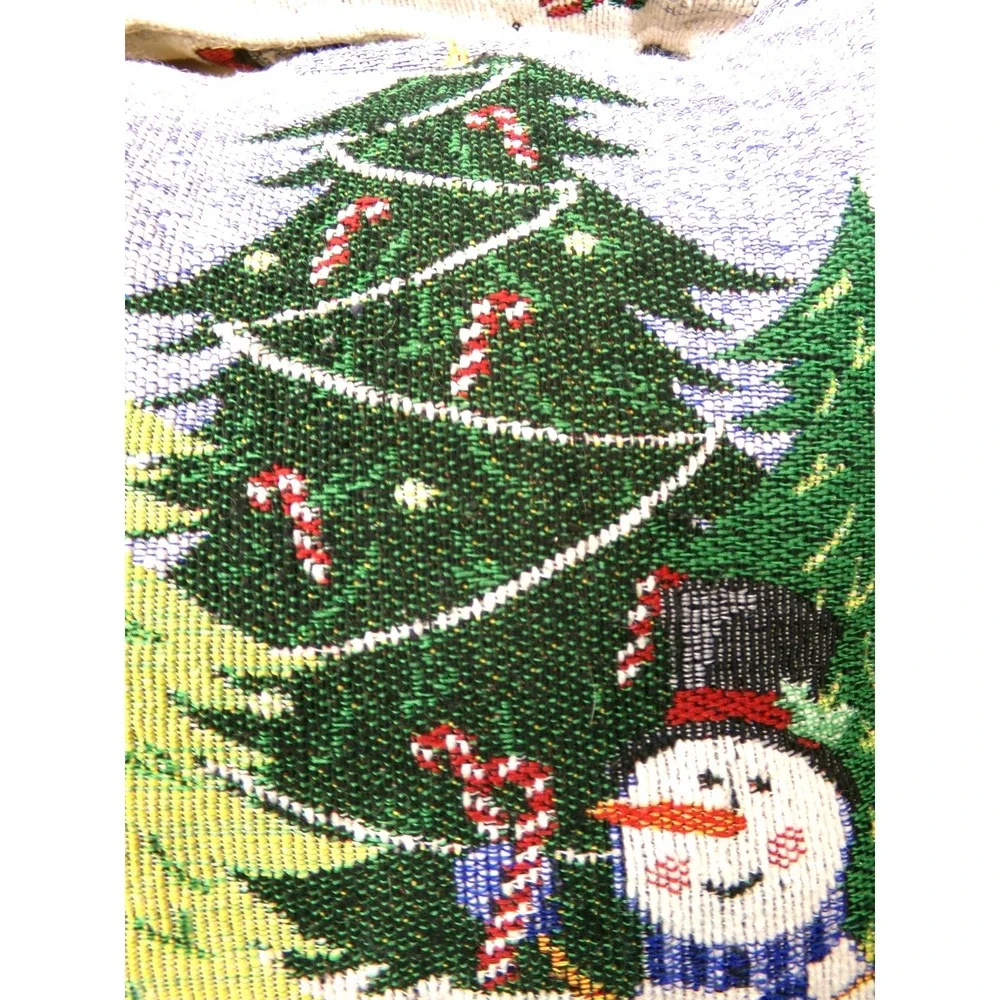 Christmas Holiday Tapestry Pillows 12 x 18 Snowman Pick Up Truck Christmas Trees